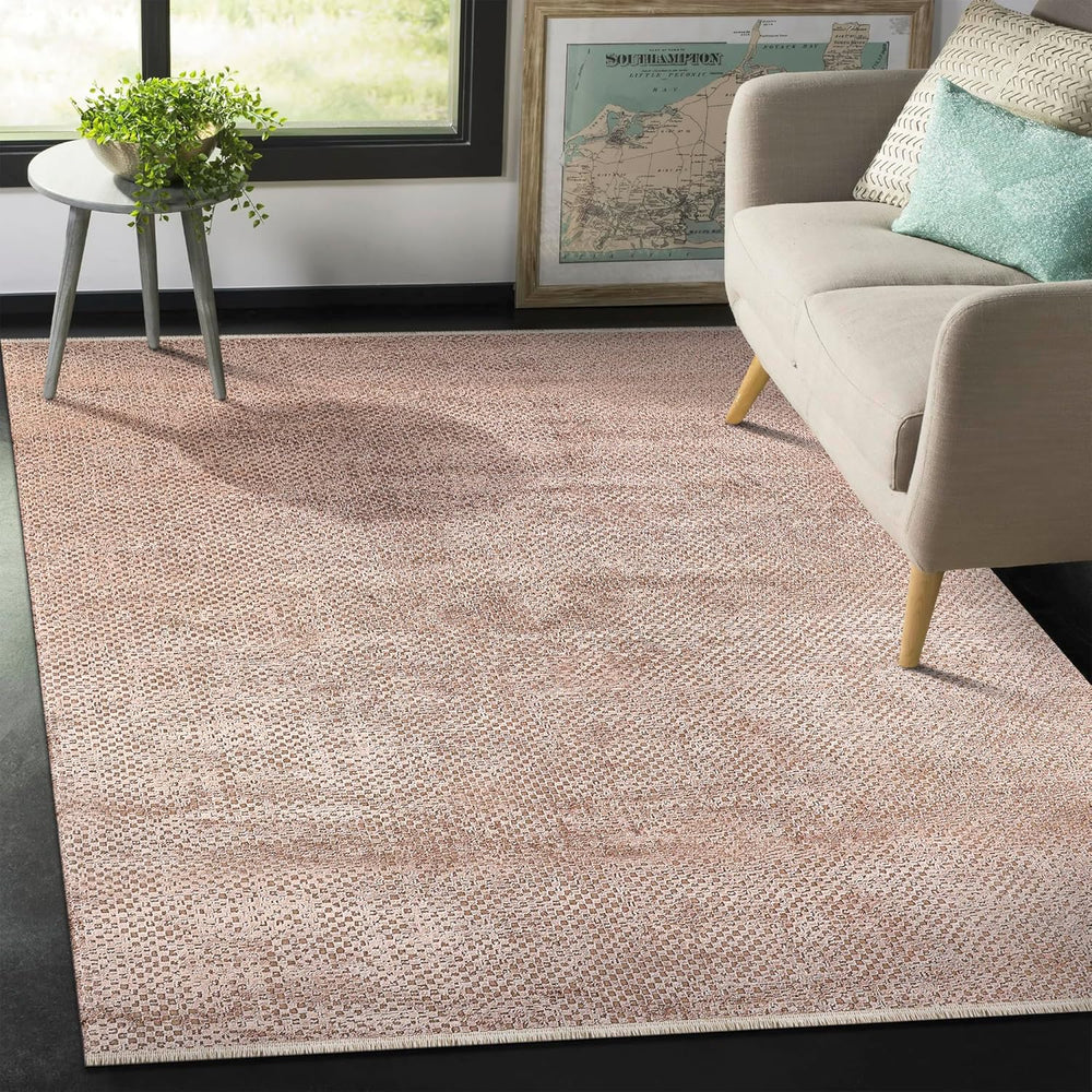 Brown Netline Home luxury area rug made of bamboo silk, soft, durable, perfect for living room, bedroom, or hallway.