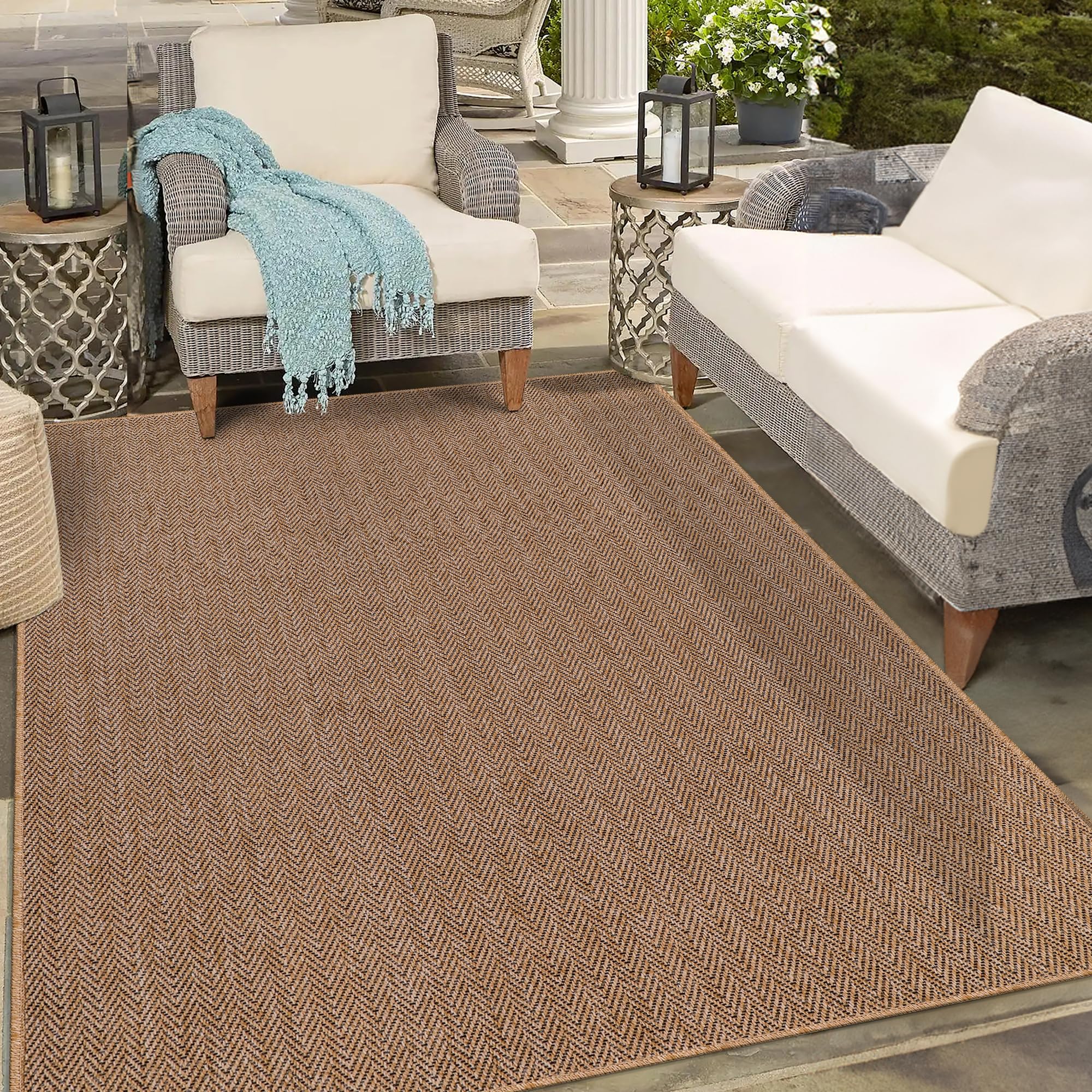 Rugs Living Room - Non slip, Washable Area Rug - Beige Rug, Suitable for Indoor and Outdoor Use, UV and Weather Resistant, Carpet for Bedroom, Kitchen, Verandas (Beige 4, 80X150 CM)