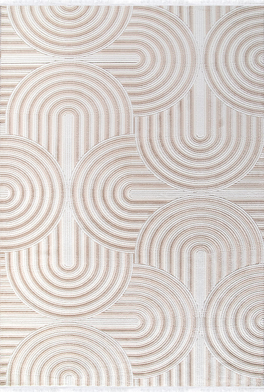 Tappeto moderno Boyut BY001 in crema Netline Home Rugs Depot – Polipropilene e poliestere, anti-pelucchi, facile da pulire, resistente | Camera da letto, studio, cameretta, ingresso