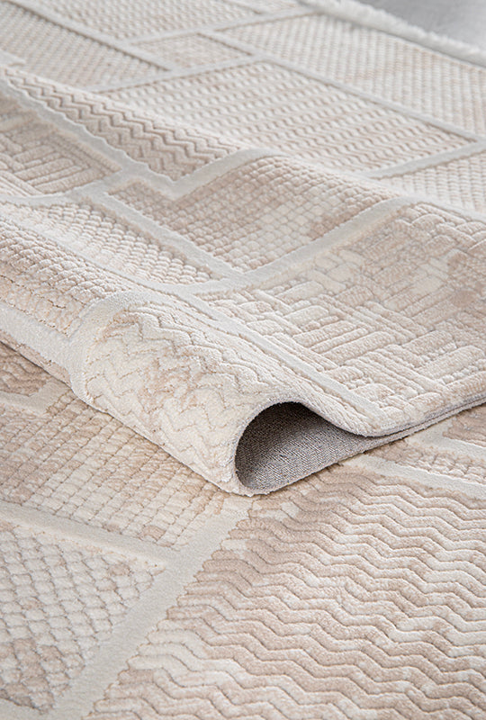 Tappeto moderno Boyut BY004 in crema Netline Home Rugs Depot – Polipropilene e poliestere, anti-pelucchi, facile da pulire, resistente | Camera da letto, studio, cameretta, ingresso