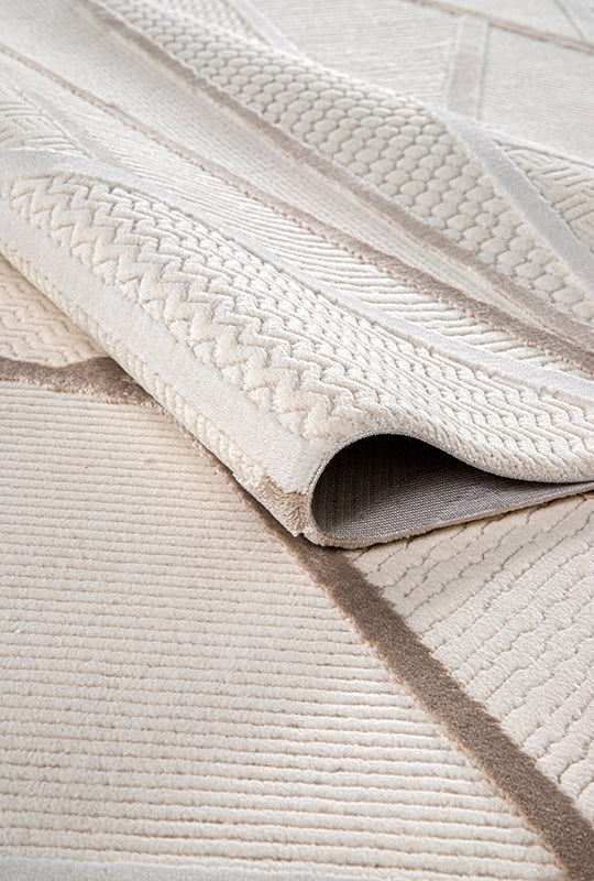 Tappeto moderno Boyut BY005 in crema Netline Home Rugs Depot – Polipropilene e poliestere, anti-pelucchi, facile da pulire, resistente | Camera da letto, studio, cameretta, ingresso