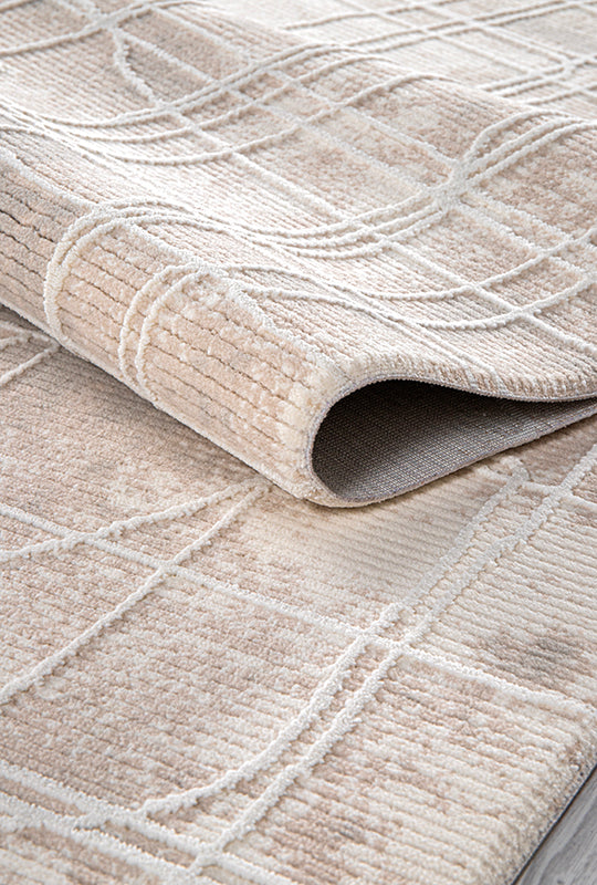 Tapis moderne Boyut BY009 couleur crème de Netline Home Rugs Depot – Polypropylène et polyester, ne peluche pas, facile à nettoyer, durable | Chambre, bureau, chambre d'enfant, entrée