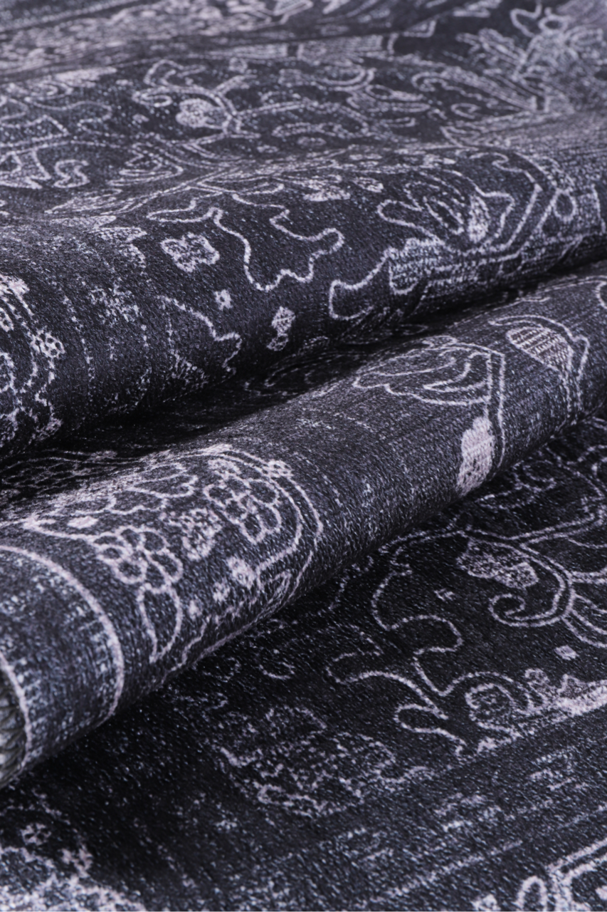 Netline Home Rugs Depot Tribal Black Geometric Medallion Washable Rug Design 1318