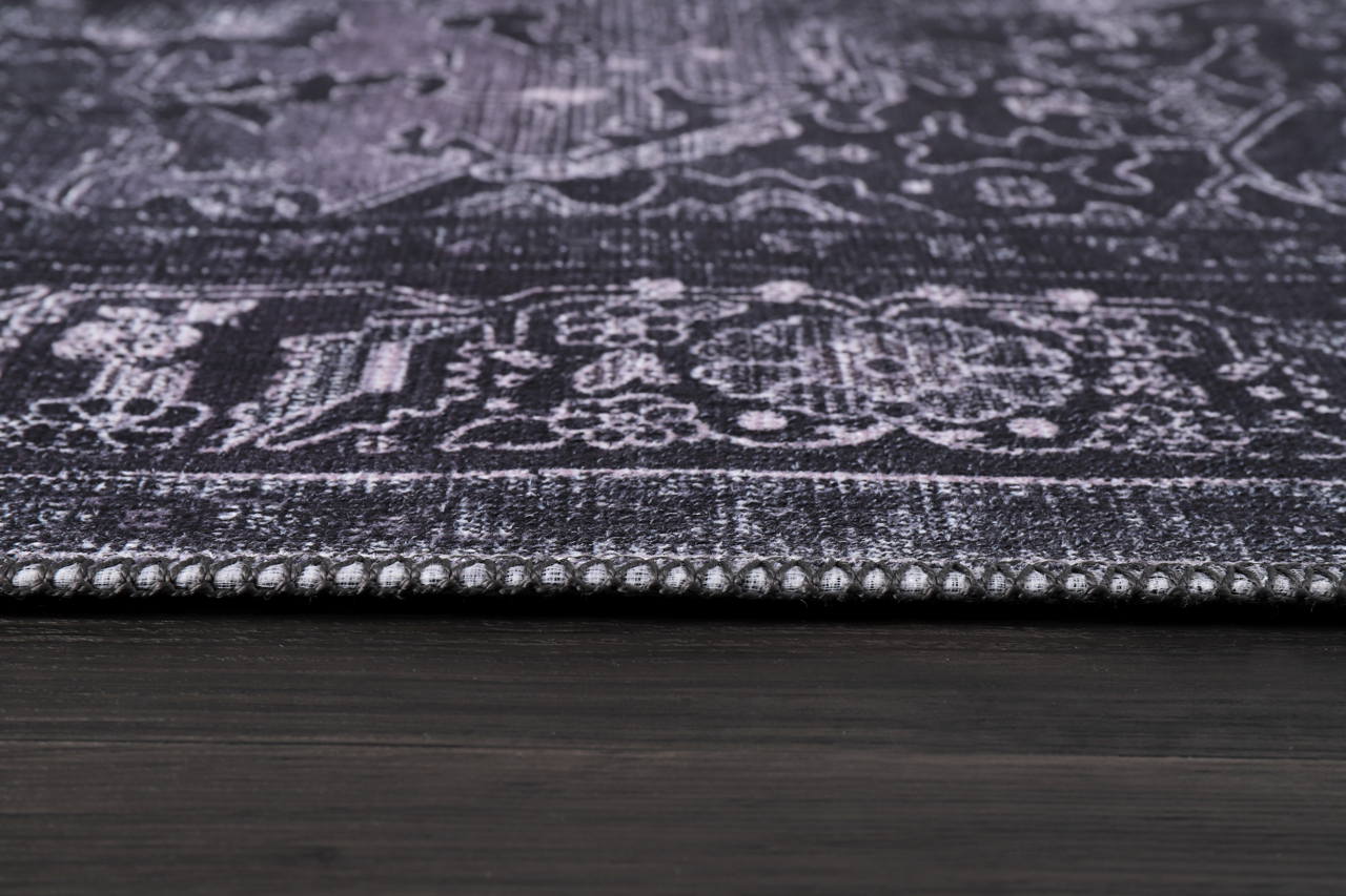 Netline Home Rugs Depot Tribal Black Geometric Medallion Washable Rug Design 1318