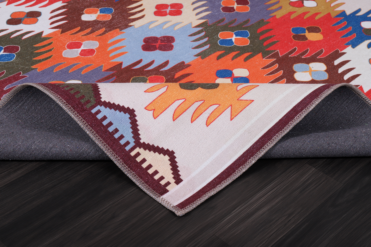Netline Home Rugs Depot NH303 – Machine Washable Multicolor Kilim Rug | Traditional Anatolian Geometric Carpet for Living Room, Bedroom & Dining