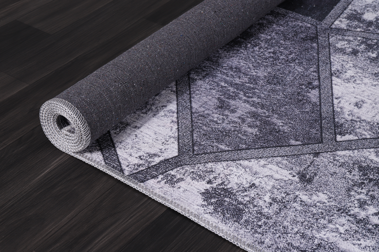 Netline Home Rugs Depot Geometric Black & White Patchwork Washable Rug Design 4001