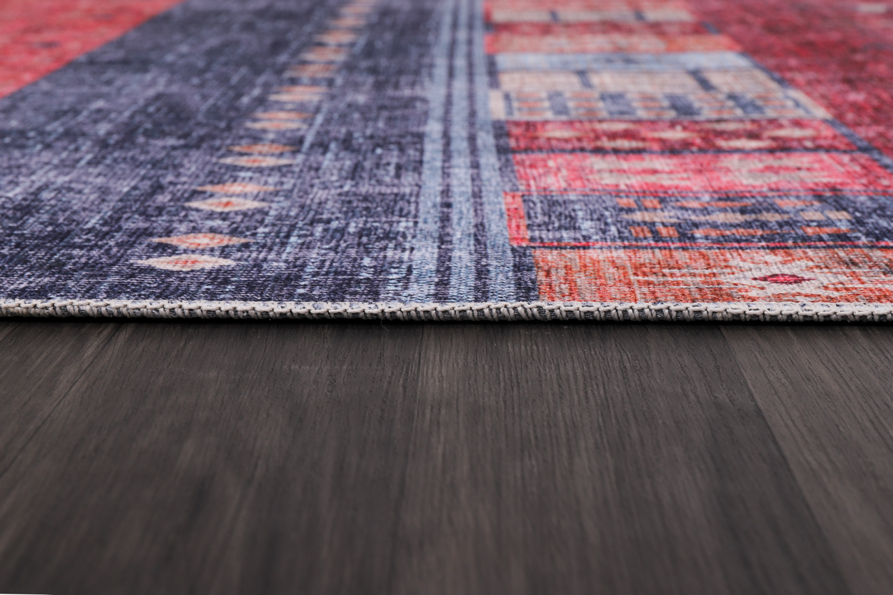 Netline Home Rugs Depot NH1339 – Machine Washable Gabbeh Rug | Tribal Striped Oriental Carpet with Symbolic Motifs for Living Room, Bedroom & Dining