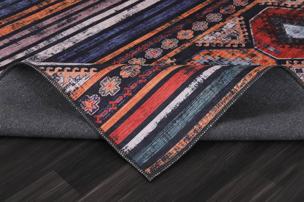 Netline Home Rugs Depot Geometric Black & White Patchwork Washable Rug Design 1336