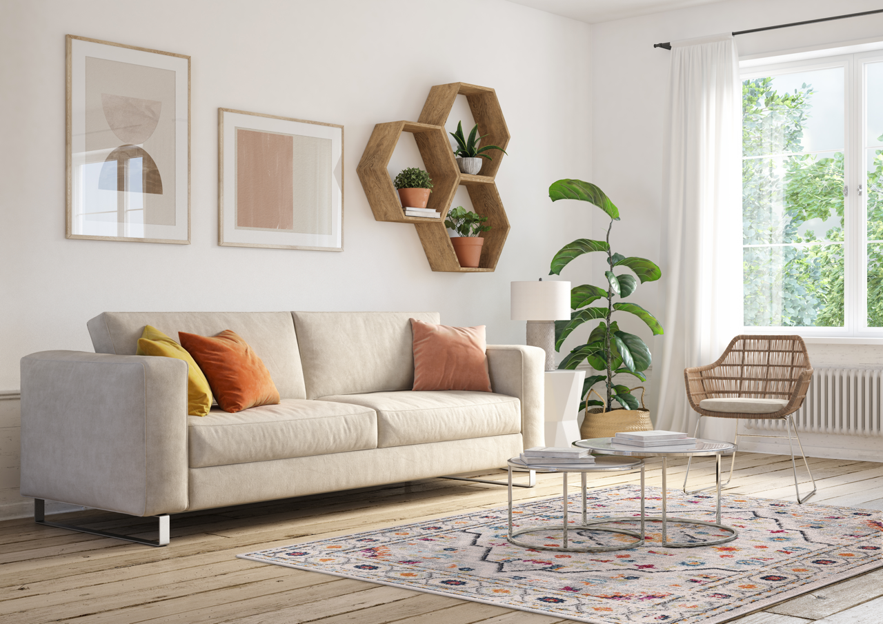 Vintage Area Rug 7655 – Light Grey Traditional Medallion