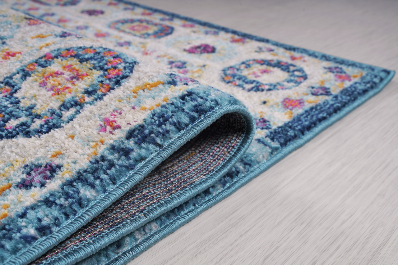 Vintage Area Rug 7657 – Teal Distressed Medallion