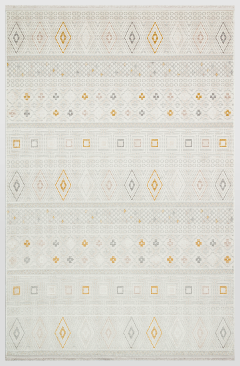 Tappeto moderno Cunda CN013 di Netline Home Rugs Depot, color crema, 100% acrilico, anti-pelucchi, facile da pulire, resistente | Camera da letto, studio, cameretta, ingresso