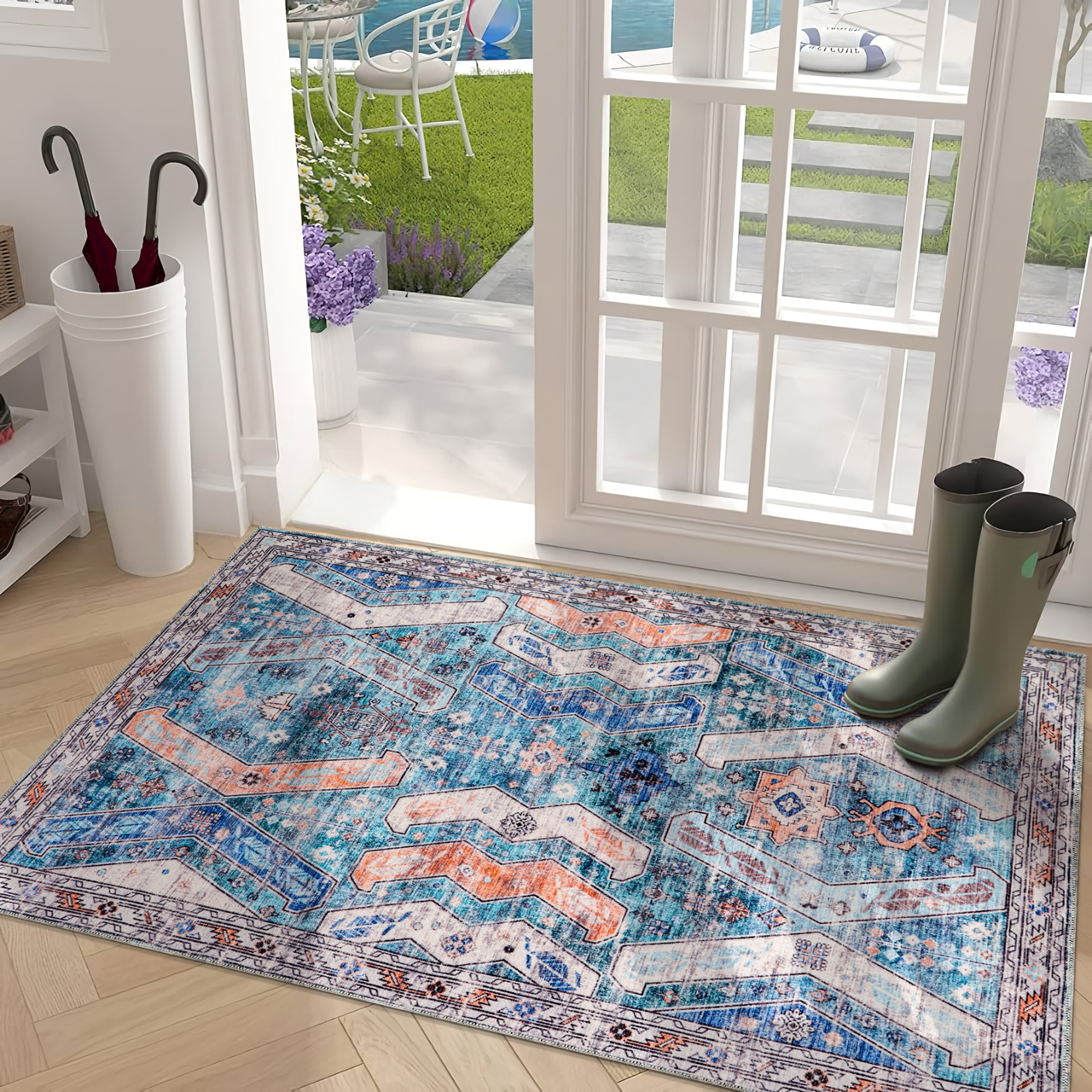 Netline Home Rugs Depot Ð Kilim Red Medallion Washable Rug Ð Design NL1015