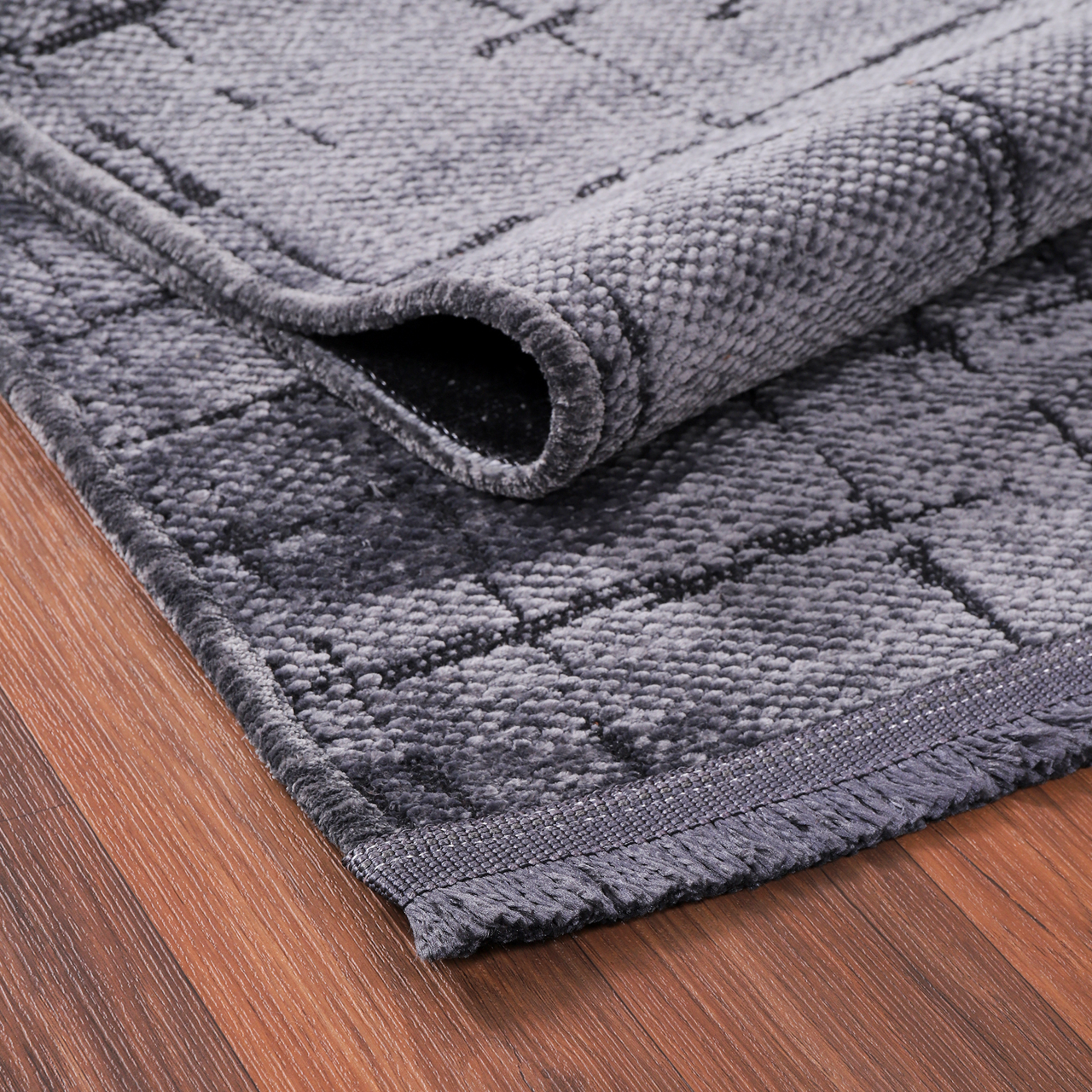 Netline Home Machine Washable Rug NT201 – DARK GRAY Soft Chenille