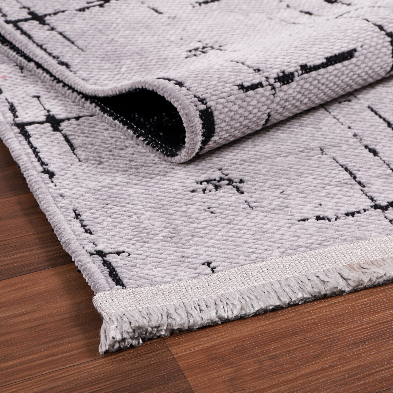 Netline Home Machine Washable Rug NT201 – GRAY Soft Chenille