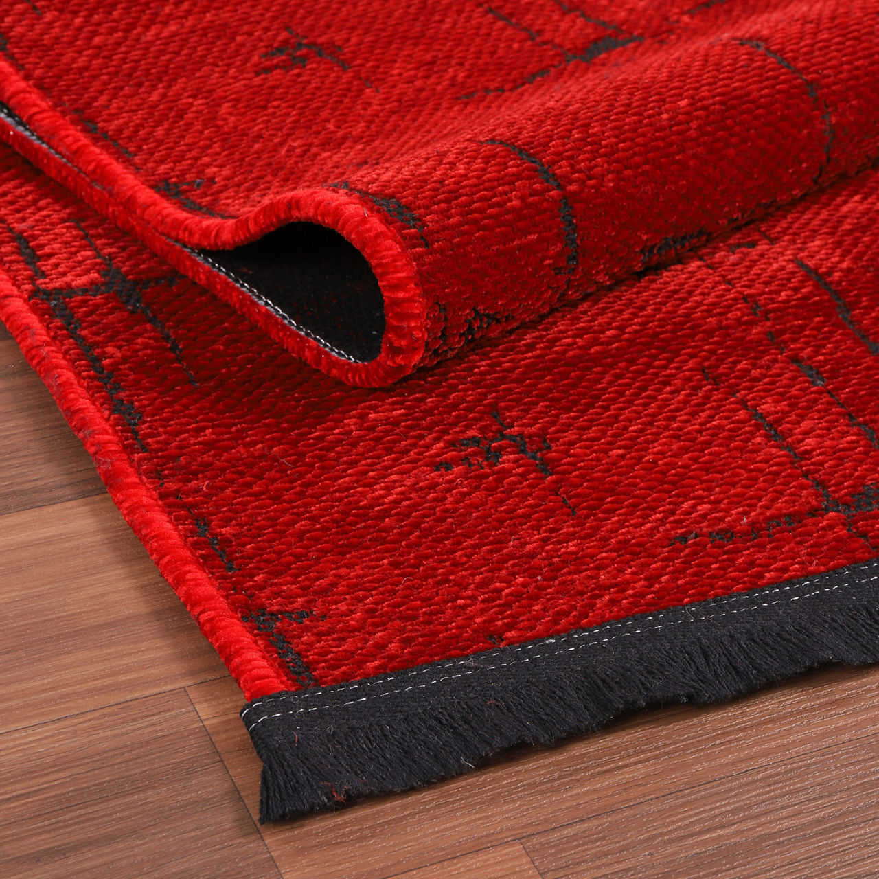 Netline Home Machine Washable Rug NT201 – RED Soft Chenille