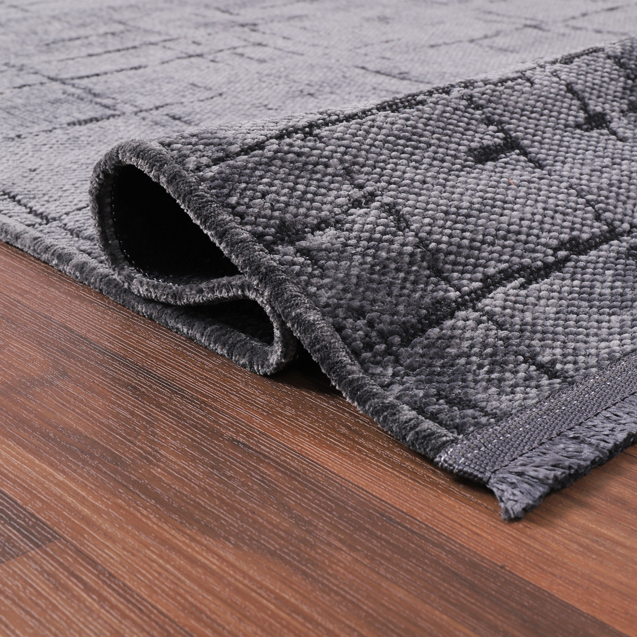 Netline Home Machine Washable Rug NT201 – DARK GRAY Soft Chenille