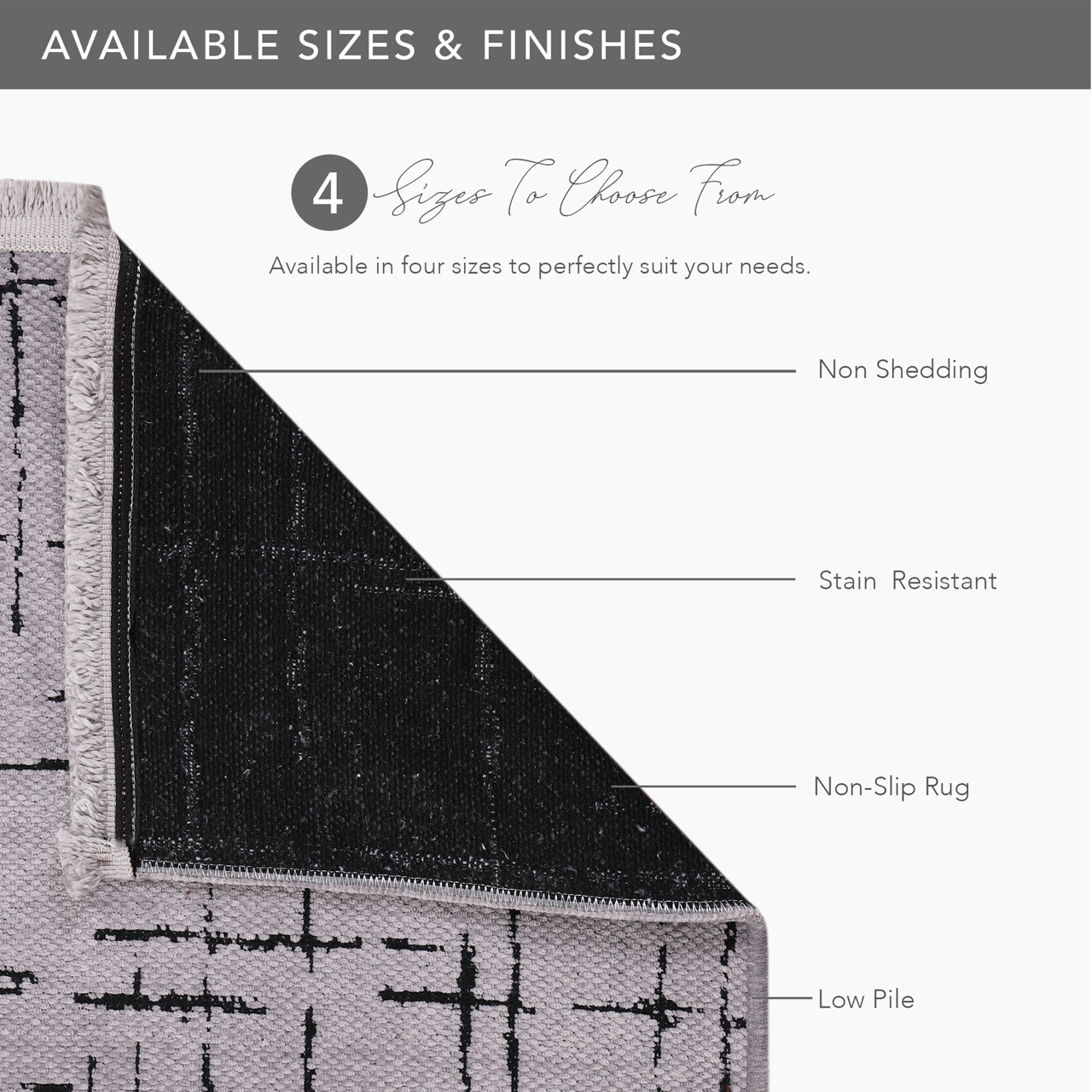 Netline Home Machine Washable Rug NT201 – GRAY Soft Chenille