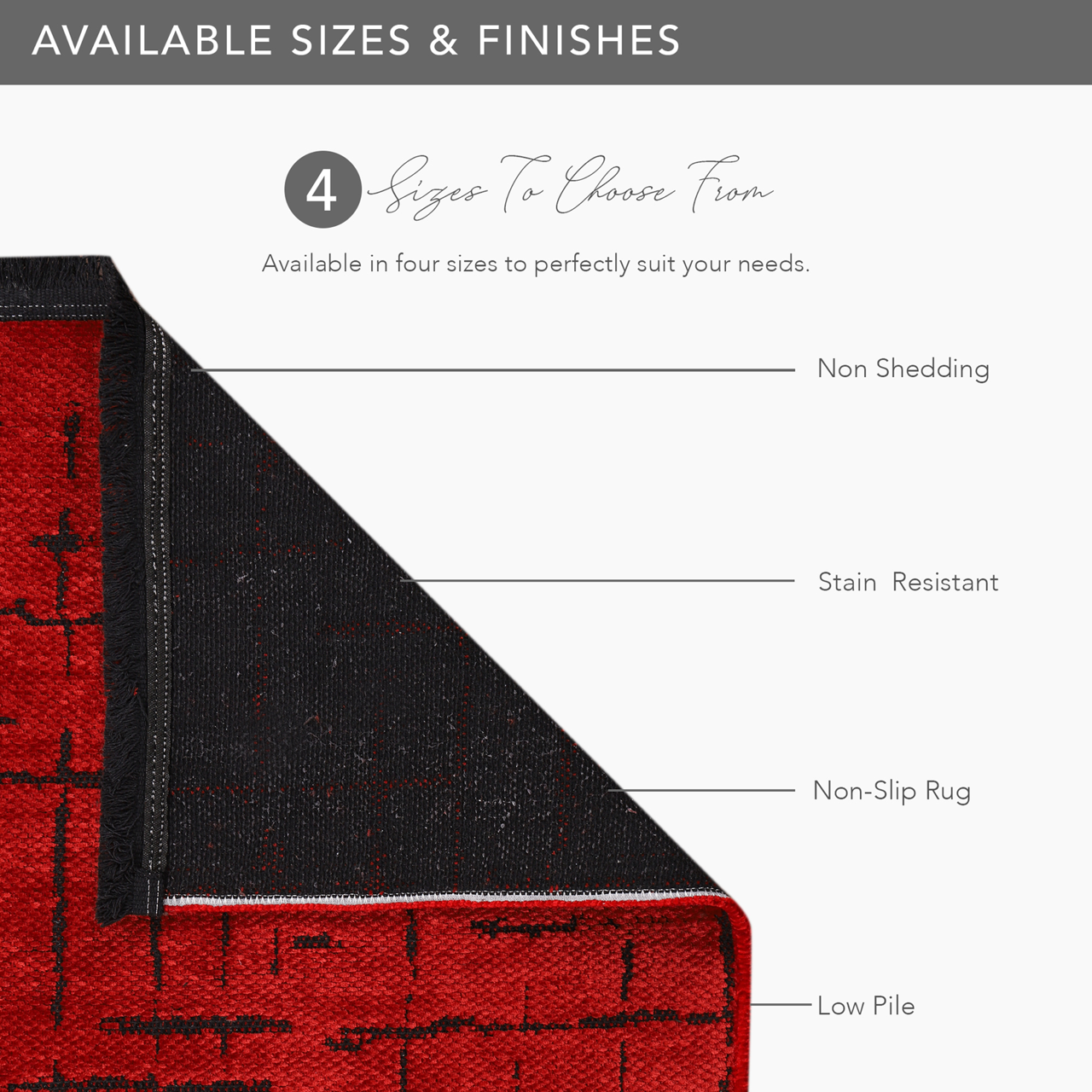 Netline Home Machine Washable Rug NT201 – RED Soft Chenille