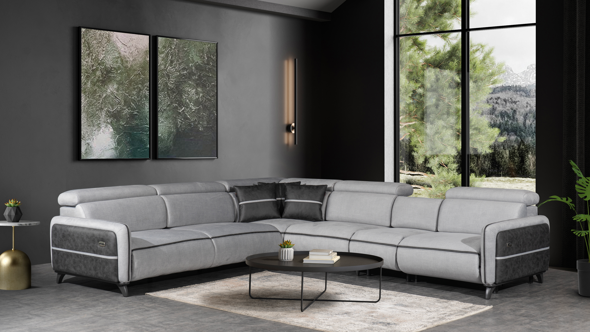 Netline Home Interior Delhi corner recliner sofa with plush cushions and armrests, ideal for relaxed everyday comfort.