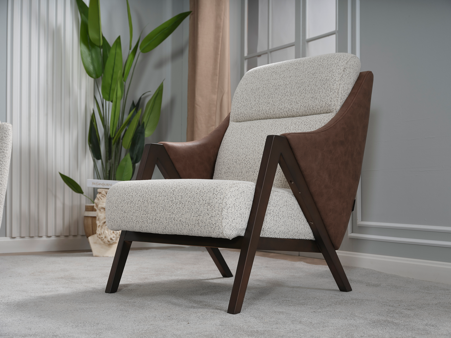 Netline Home Interior Ramada armchair with plush fabric upholstery, featuring a comfortable accent seating design.
