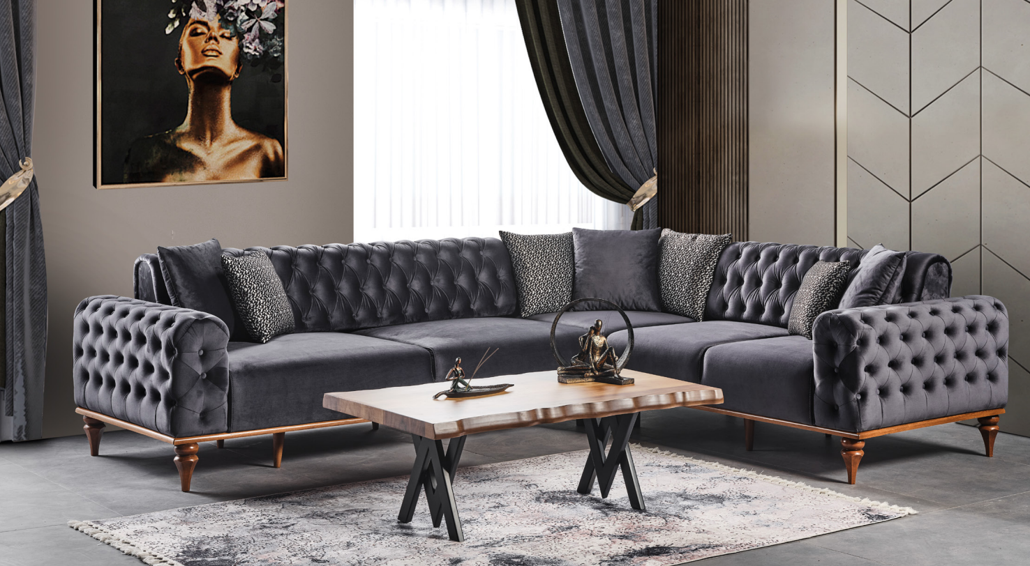 Netline Home Interior Miranda Corner Sofa with spacious seating and plush cushions in a modern lounge setting.