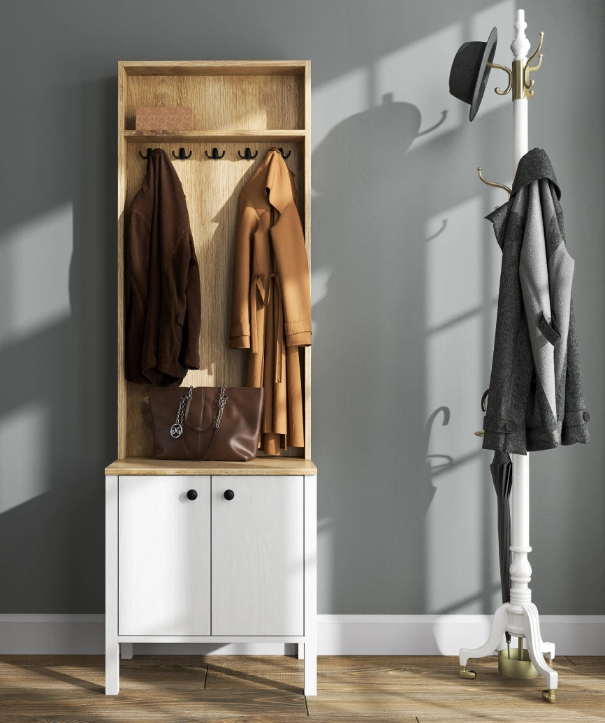 Minoa White Wood Hallway Storage - White Wood Hallway Storage Unit Made in Turkey to Order for UK Hallway Interiors - White Wood hallway storage unit by Netline Home Interior
