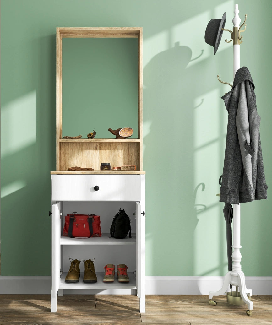 Dioya White Wood Hallway Storage - White Wood Hallway Storage Unit Made in Turkey to Order for UK Hallway Interiors - White Wood hallway storage unit by Netline Home Interior
