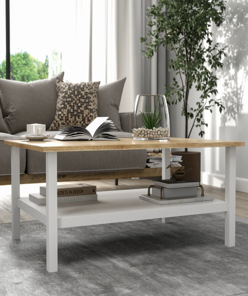 Mira Coffee Table - White Wood / Legnano - White Wood Coffee Table Made in Turkey to Order for UK Living Room Interiors - White Wood coffee table by Netline Home Interior