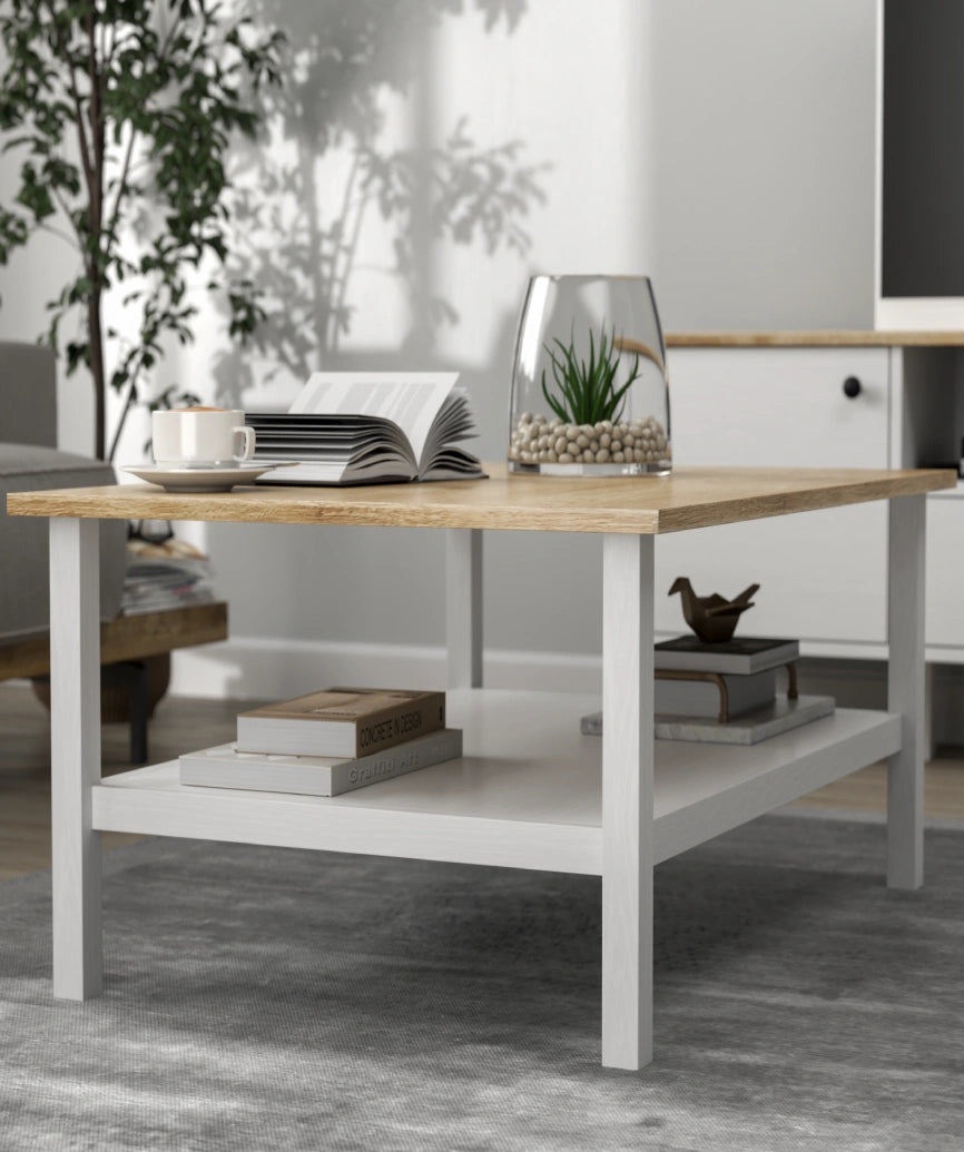 Mira Coffee Table - White Wood / Legnano - White Wood Coffee Table Made in Turkey to Order for UK Living Room Interiors - White Wood coffee table by Netline Home Interior