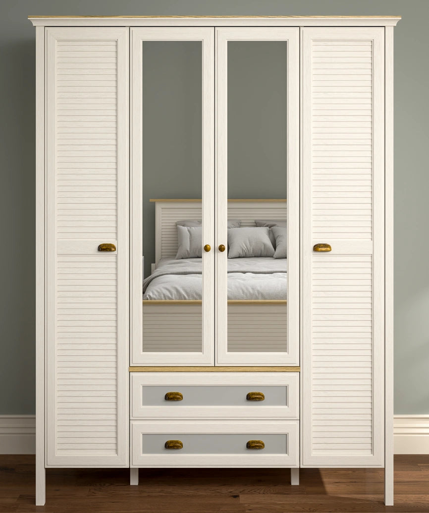 Eniro Premium Moonstone 4-Door 2-Drawer Wardrobe - Moonstone Wardrobe Made in Turkey to Order for UK Bedroom Interiors - Moonstone wardrobe by Netline Home Interior