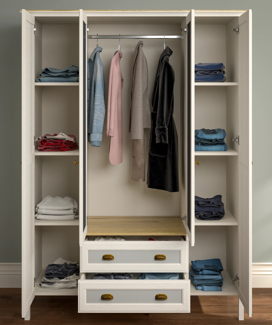 Eniro Premium Moonstone 4-Door 2-Drawer Wardrobe - Moonstone Wardrobe Made in Turkey to Order for UK Bedroom Interiors - Moonstone wardrobe by Netline Home Interior
