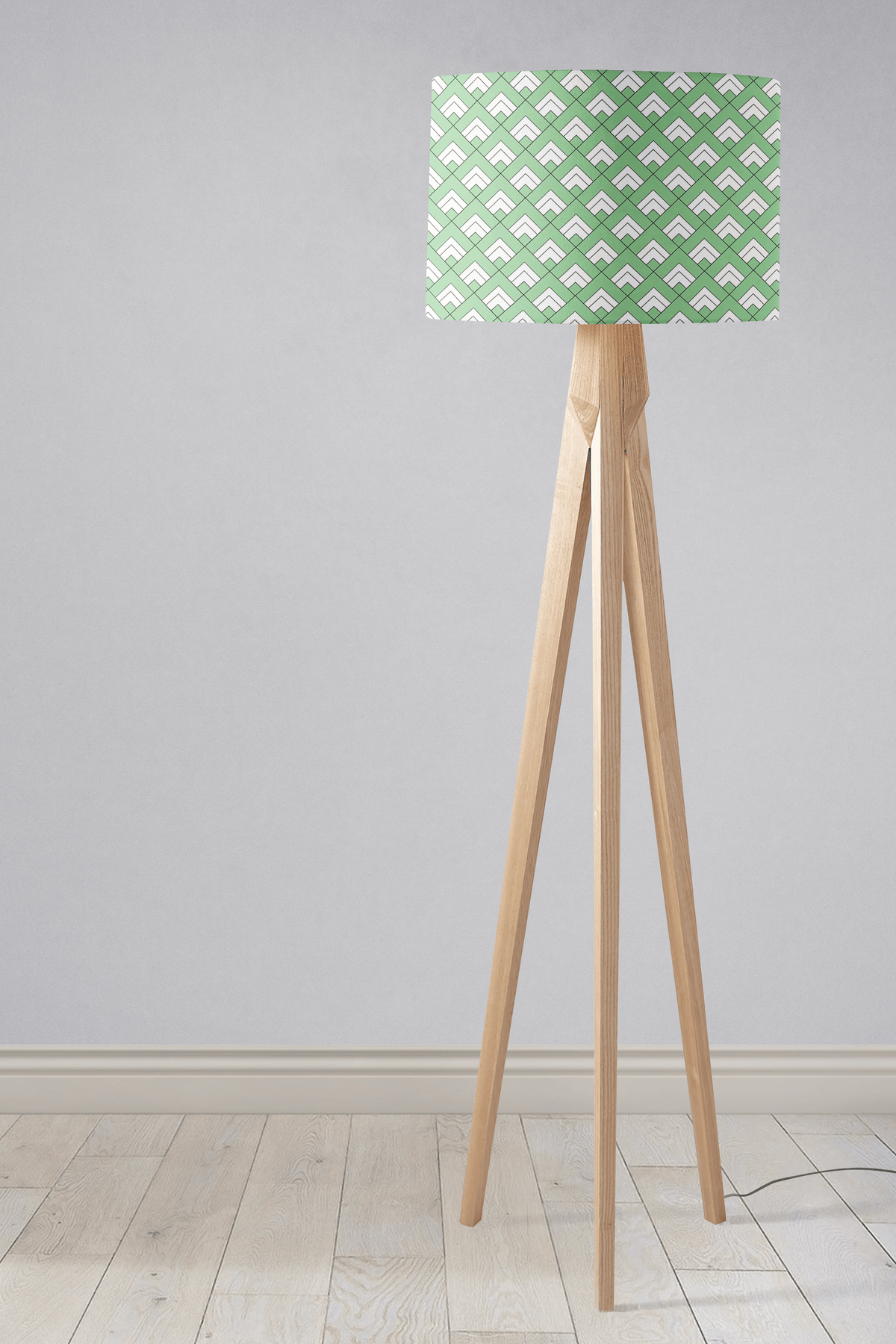 Light Green and White Geometric Tiles Design Lampshade – Ceiling & Table Compatible