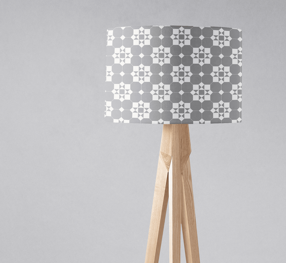Grey and White Tiles Design Geometric Lampshade – Ceiling & Table Compatible