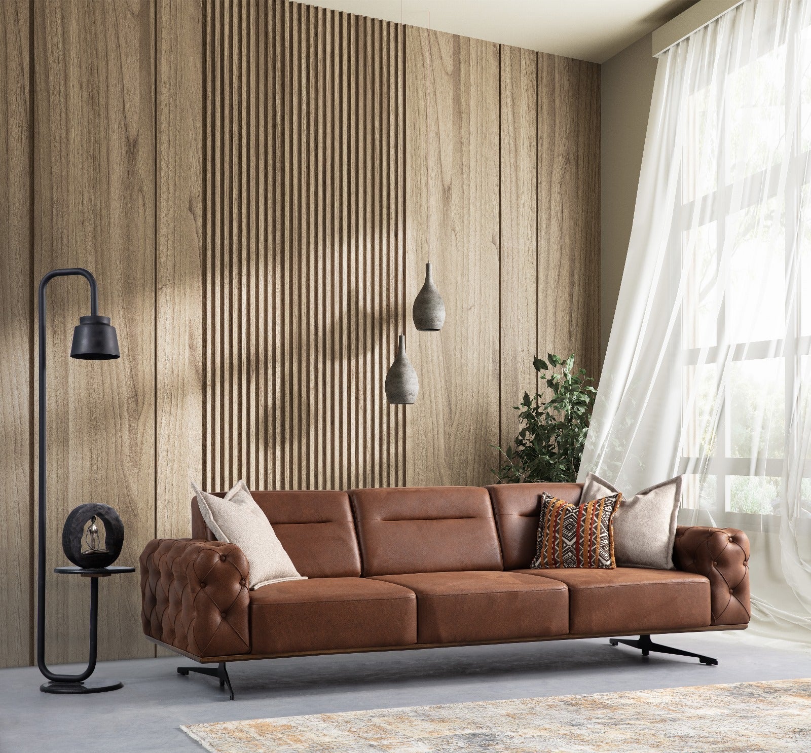 Netline Home Interior Vegas 2 Seater Sofa showing compact design and plush upholstery for comfortable living room seating.