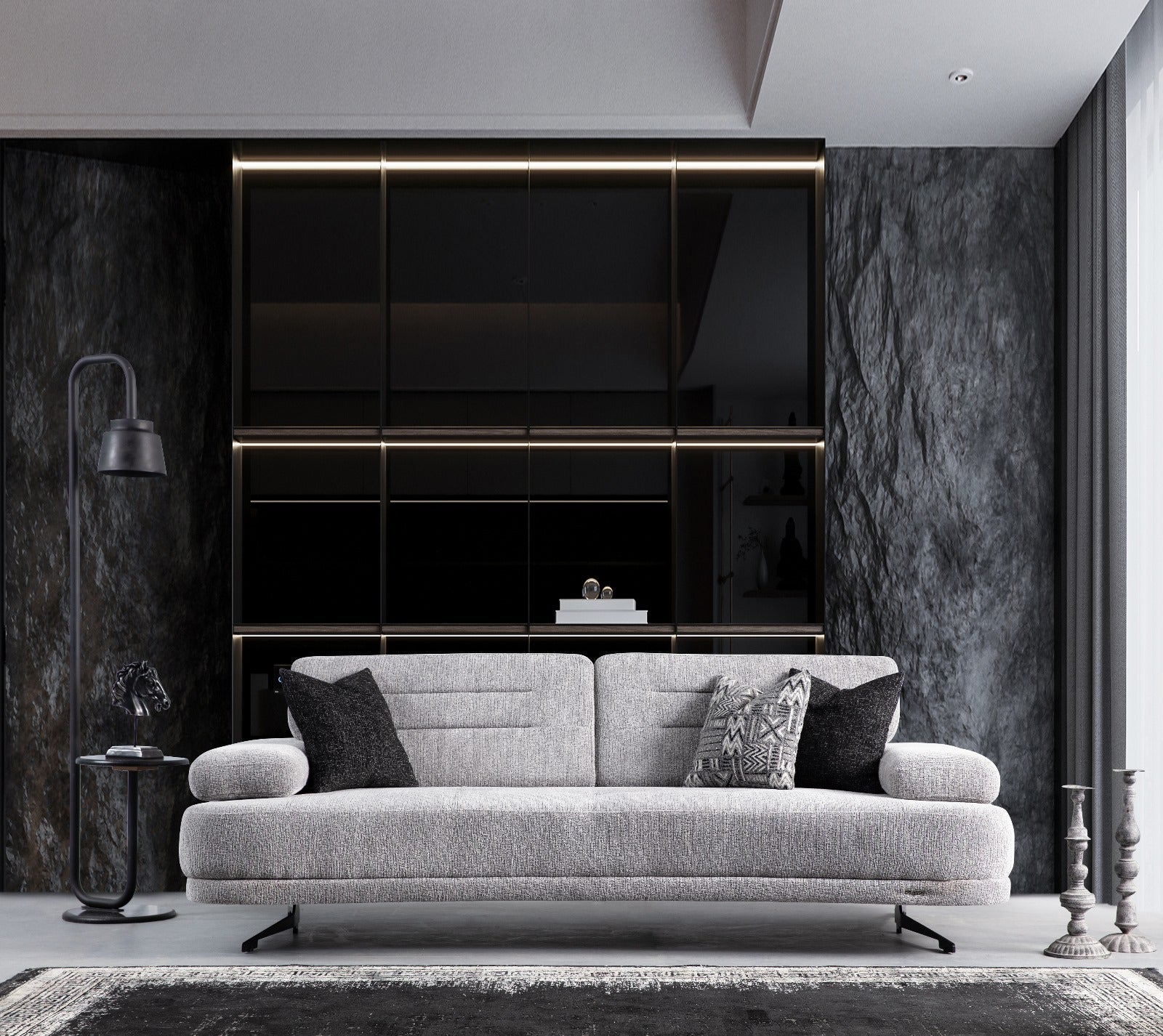 Larus 3 Seater Sofa by Netline Home Interior featuring modern design, plush cushions, and stylish fabric upholstery in a living room setting.