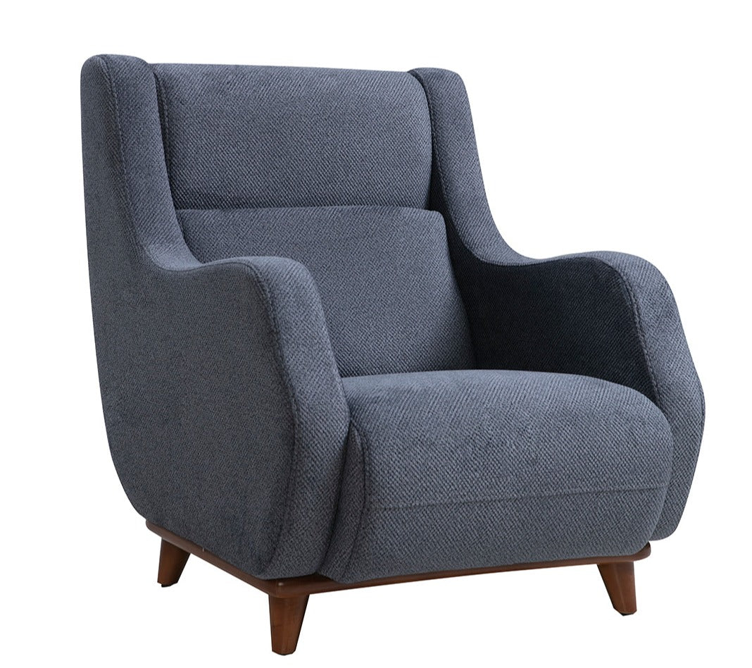 Netline Home Interior Mustang Chair armchair with plush fabric upholstery and a modern, comfortable accent seating design.