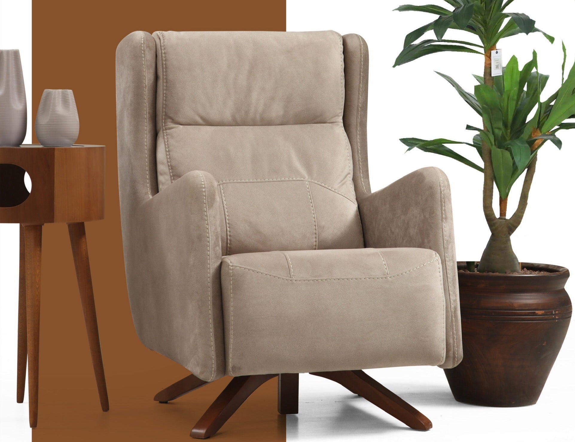 Netline Home Interior Rio EVo armchair with plush fabric upholstery and sleek modern design for comfortable accent seating