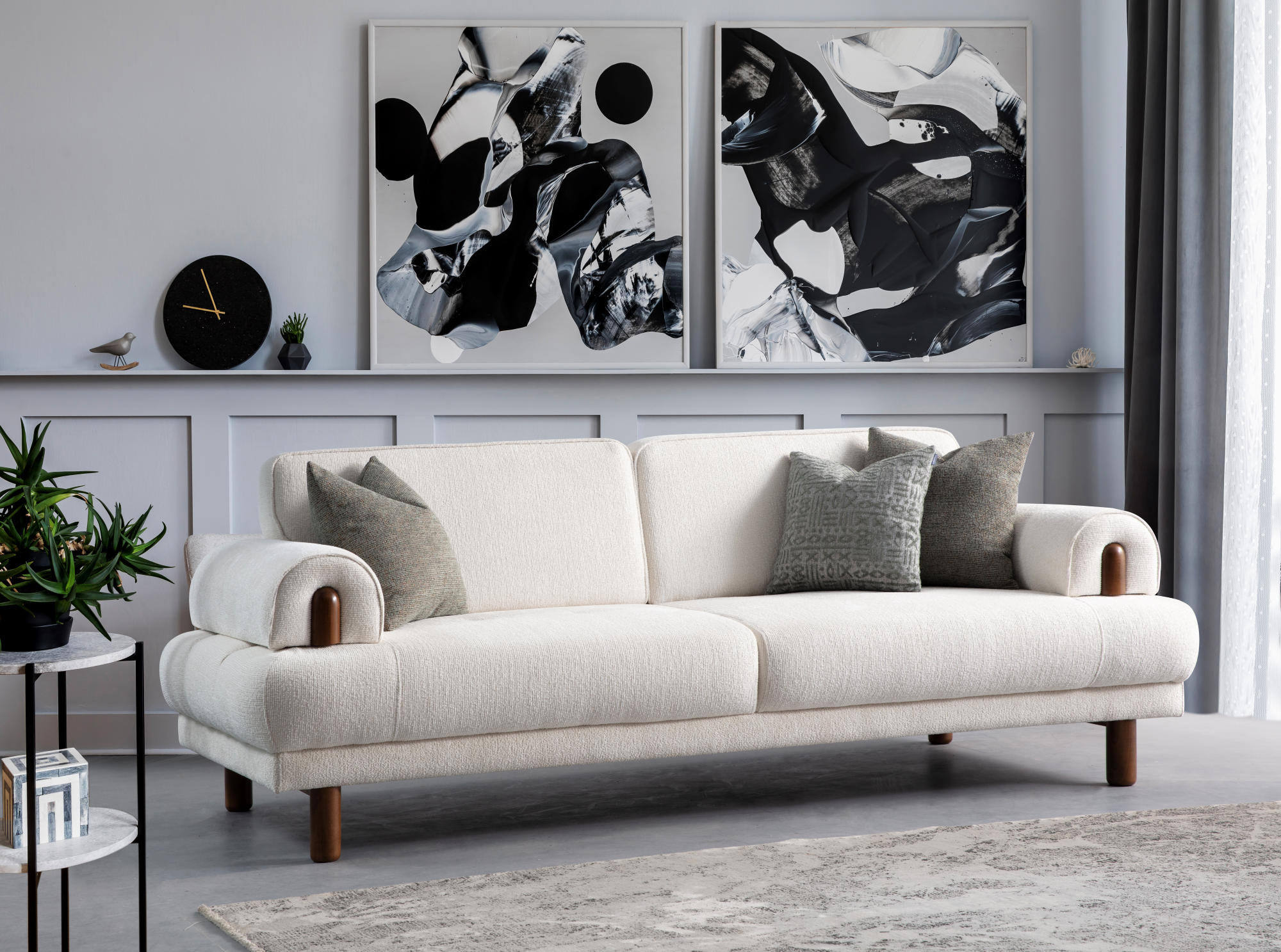 Netline Home Interior Salda 3 Seater Sofa with modern design and plush cushions, perfect for stylish everyday comfort.