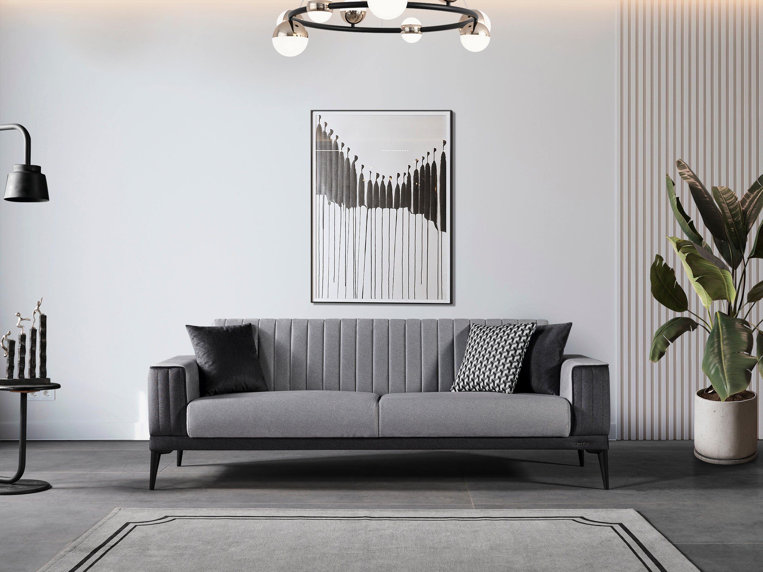 Netline Home Interior Dama 3 Seater Sofa with modern design, plush cushions, and stylish fabric for comfortable everyday lounging.