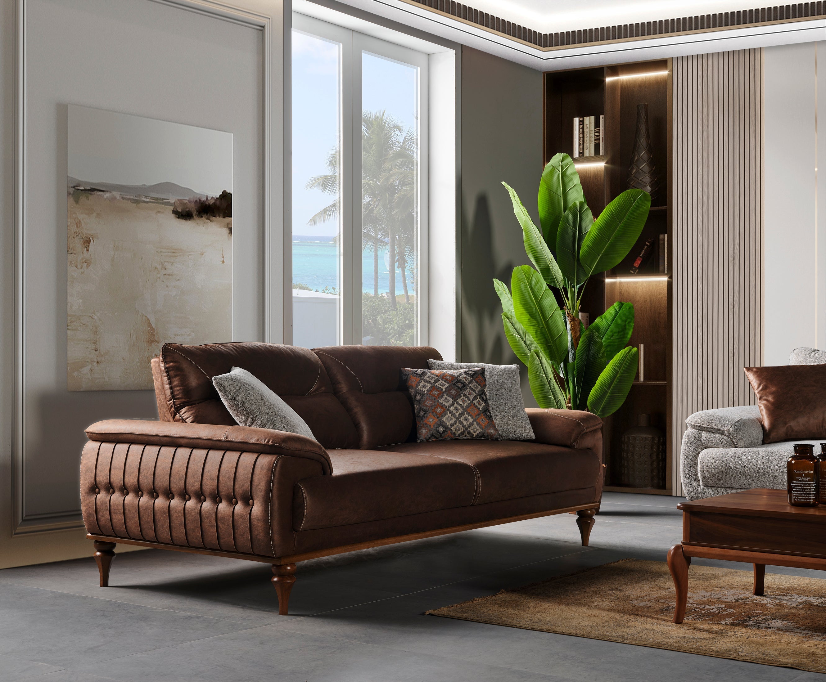 Netline Home Interior Lotus 3 Seater Sofa with plush cushions and modern design, ideal for stylish everyday living spaces.