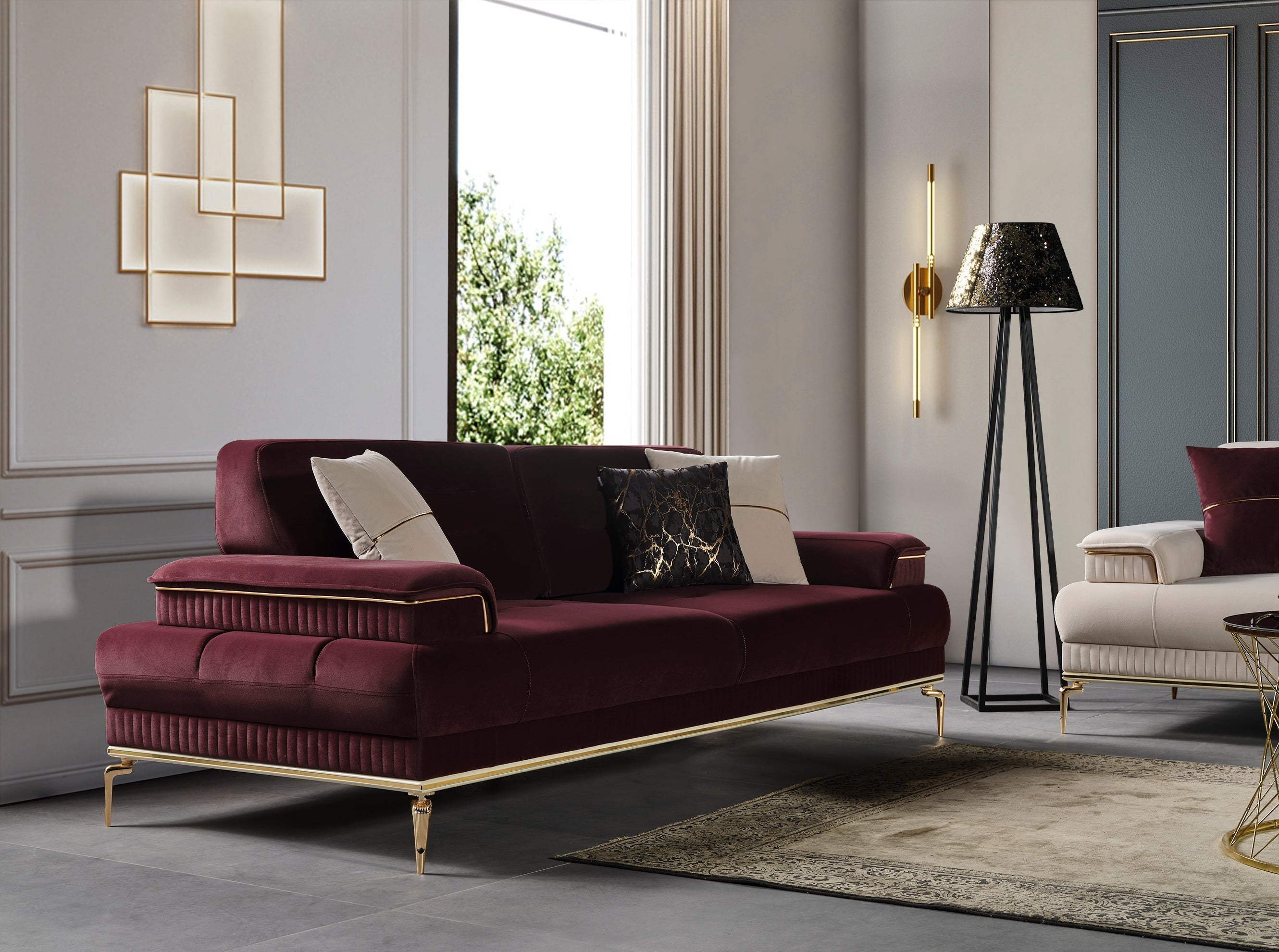 Netline Home Interior Madrid 2 Seater Sofa with plush fabric, compact design, perfect for modern living room comfort.
