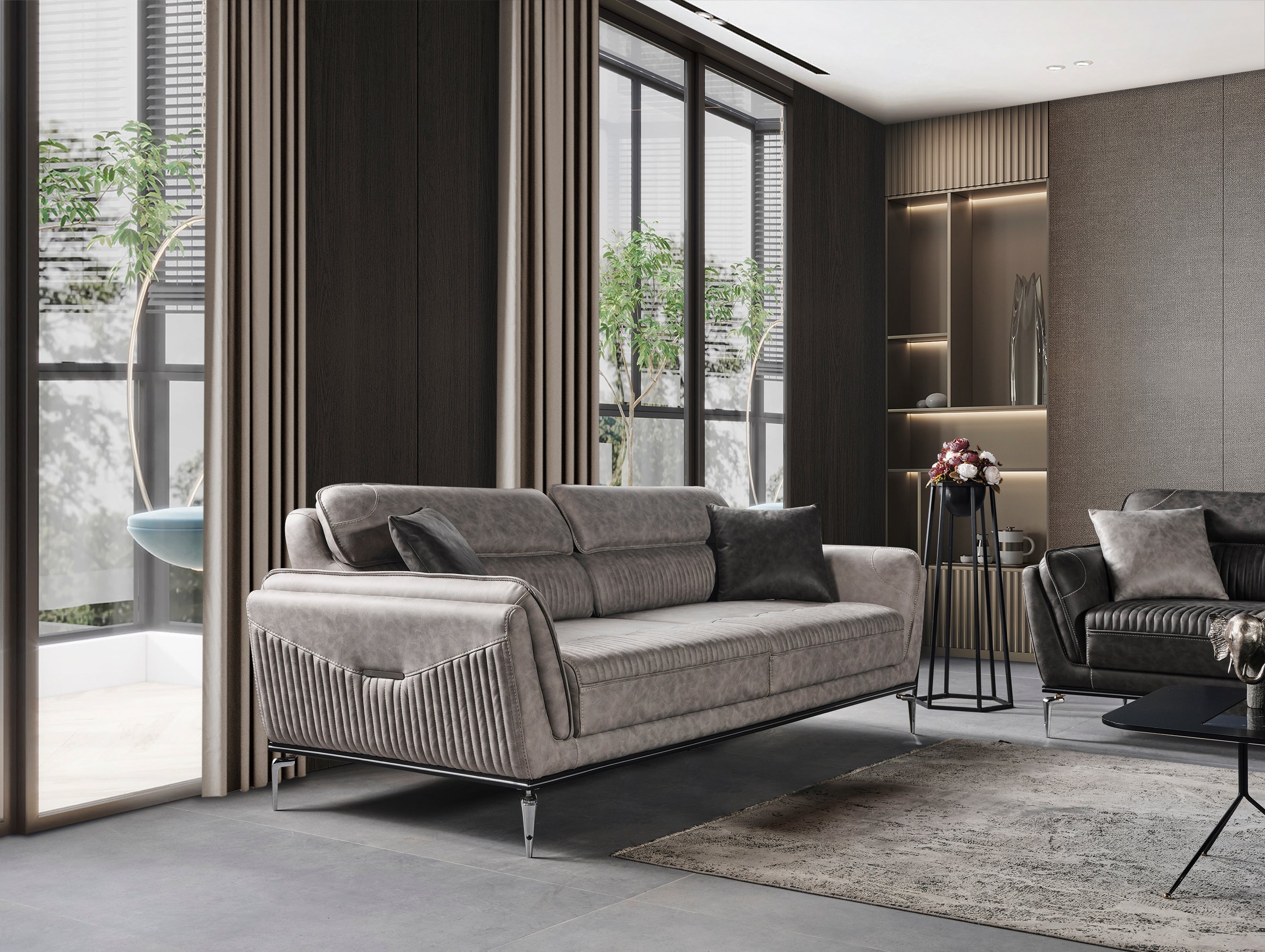 Netline Home Interior Nova 3 Seater Sofa showing plush fabric upholstery, modern design, and comfortable seating for everyday living.