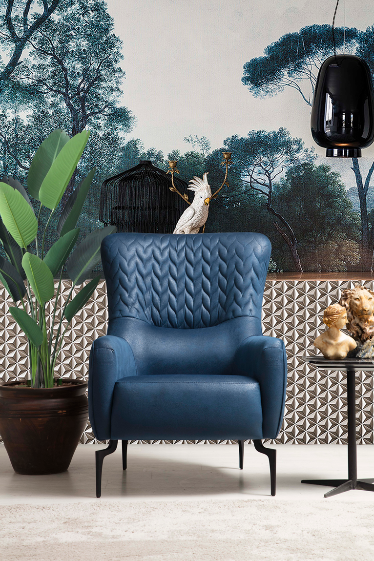Netline Home Interior New Casa armchair with plush, comfortable fabric and modern design for stylish accent seating.