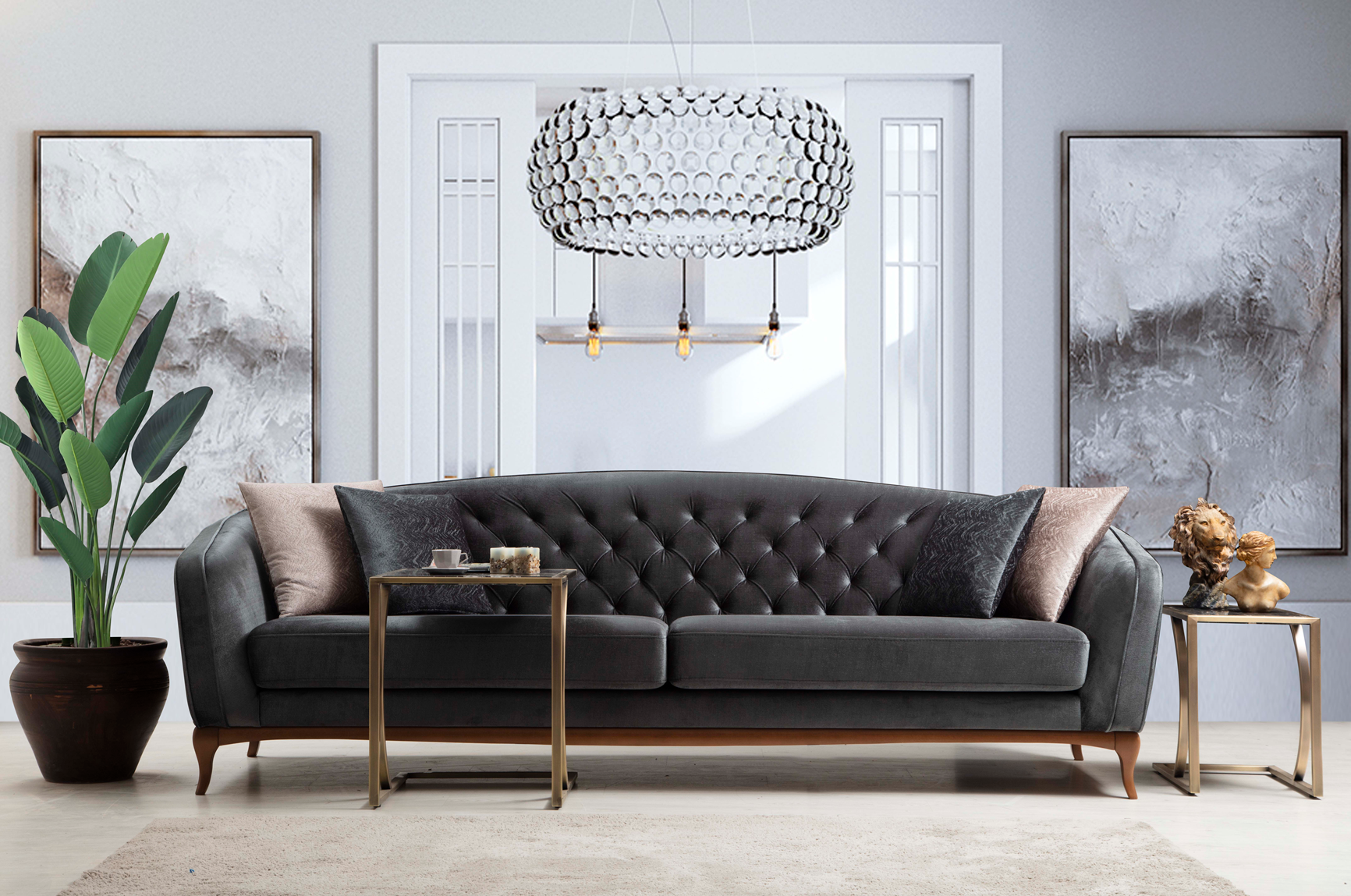 New Daniella 3 Seater Sofa by Netline Home Interior, stylish fabric sofa with plush cushions and modern design for everyday comfort.