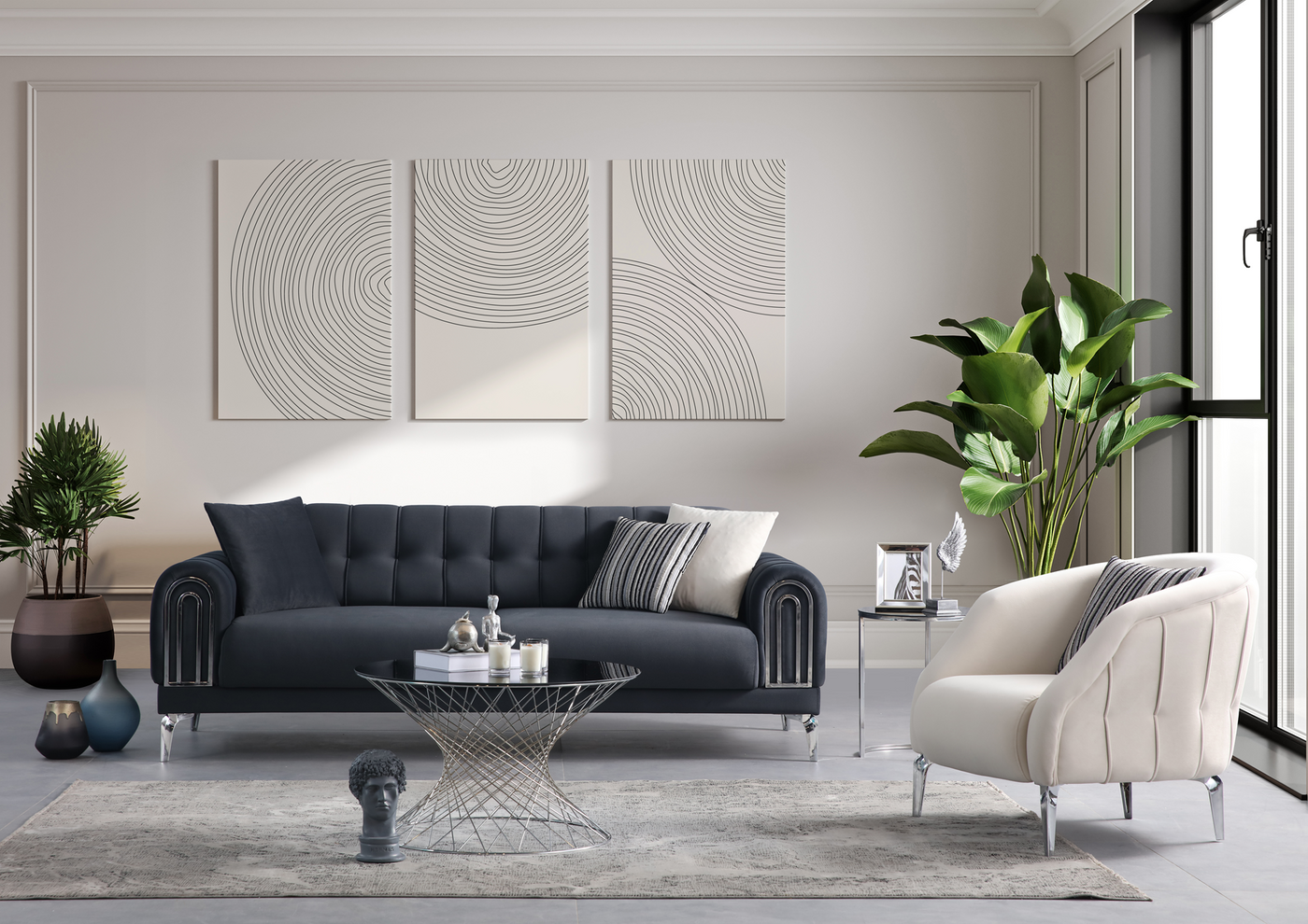 Navy 3-Seater Sofa by Netline Interiors