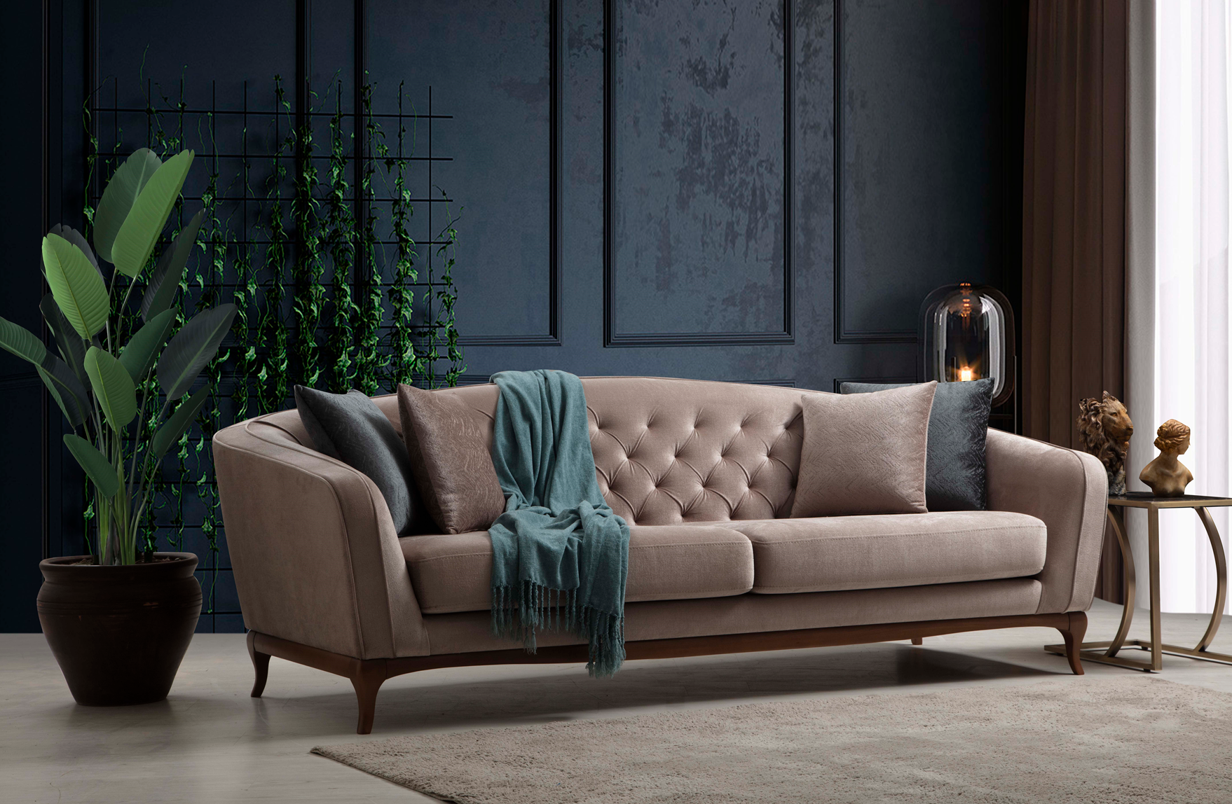 Modern Daniella 4 Seater Sofa by Netline Home Interior, featuring plush cushions and spacious seating for family comfort.