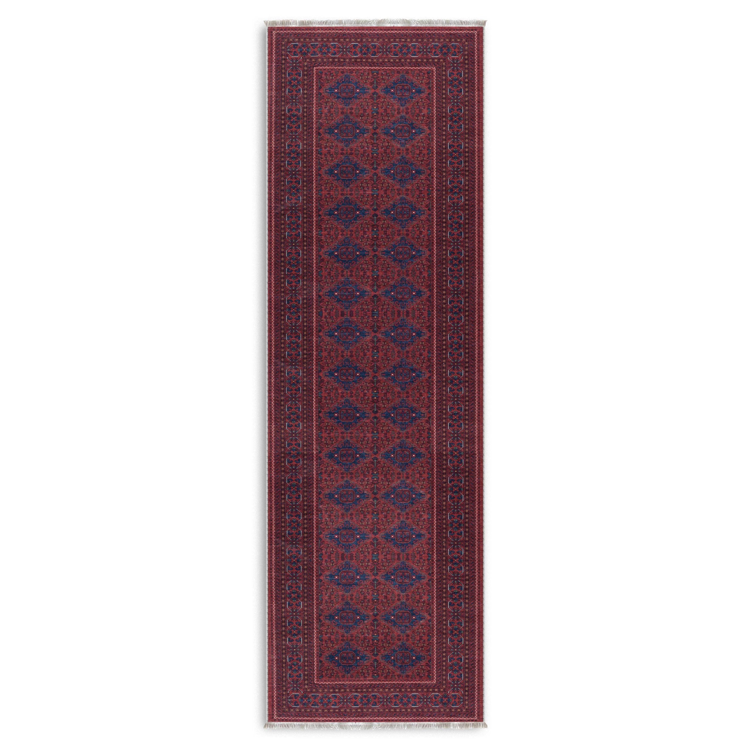 Netline Home Red Burgundy Ethnic Classic Vintage Machine Washable Chenille Rug Design NH7152 - Gallery Image 5 - Netline Home