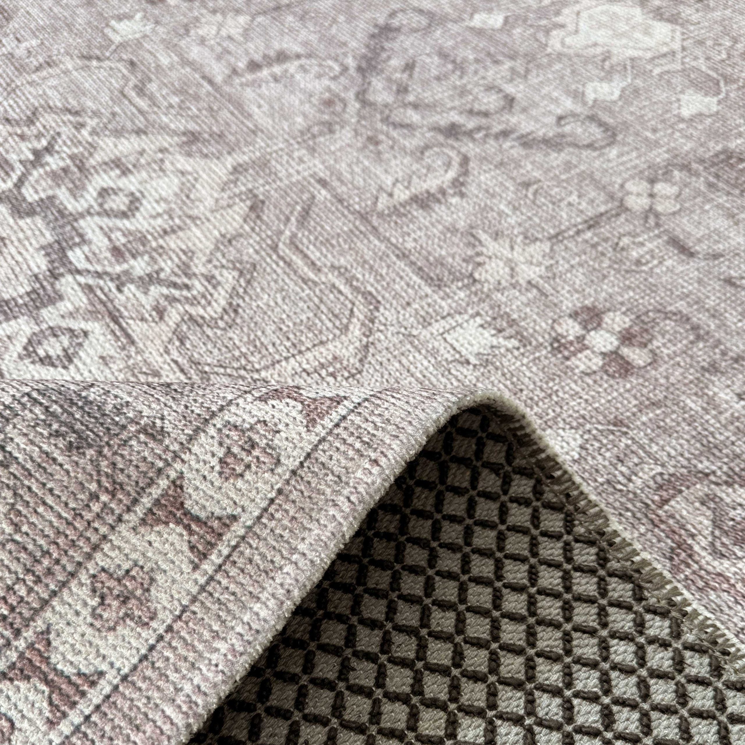 Netline Home Gray Silver Ethnic Classic Vintage Machine Washable Chenille Rug Design NH7148 - Gallery Image 4 - Netline Home