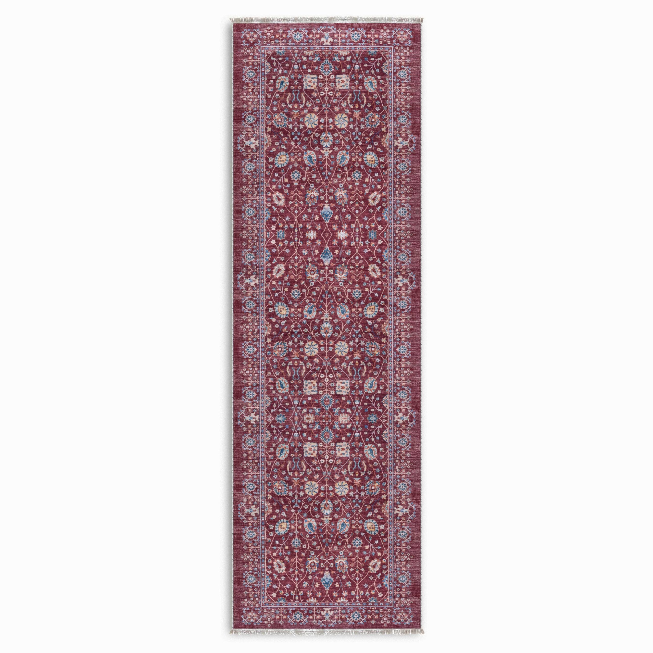 Netline Home Red Burgundy Pink Fuchsia Ethnic Classic Vintage Machine Washable Chenille Rug Design NH7146 - Gallery Image 5 - Netline Home