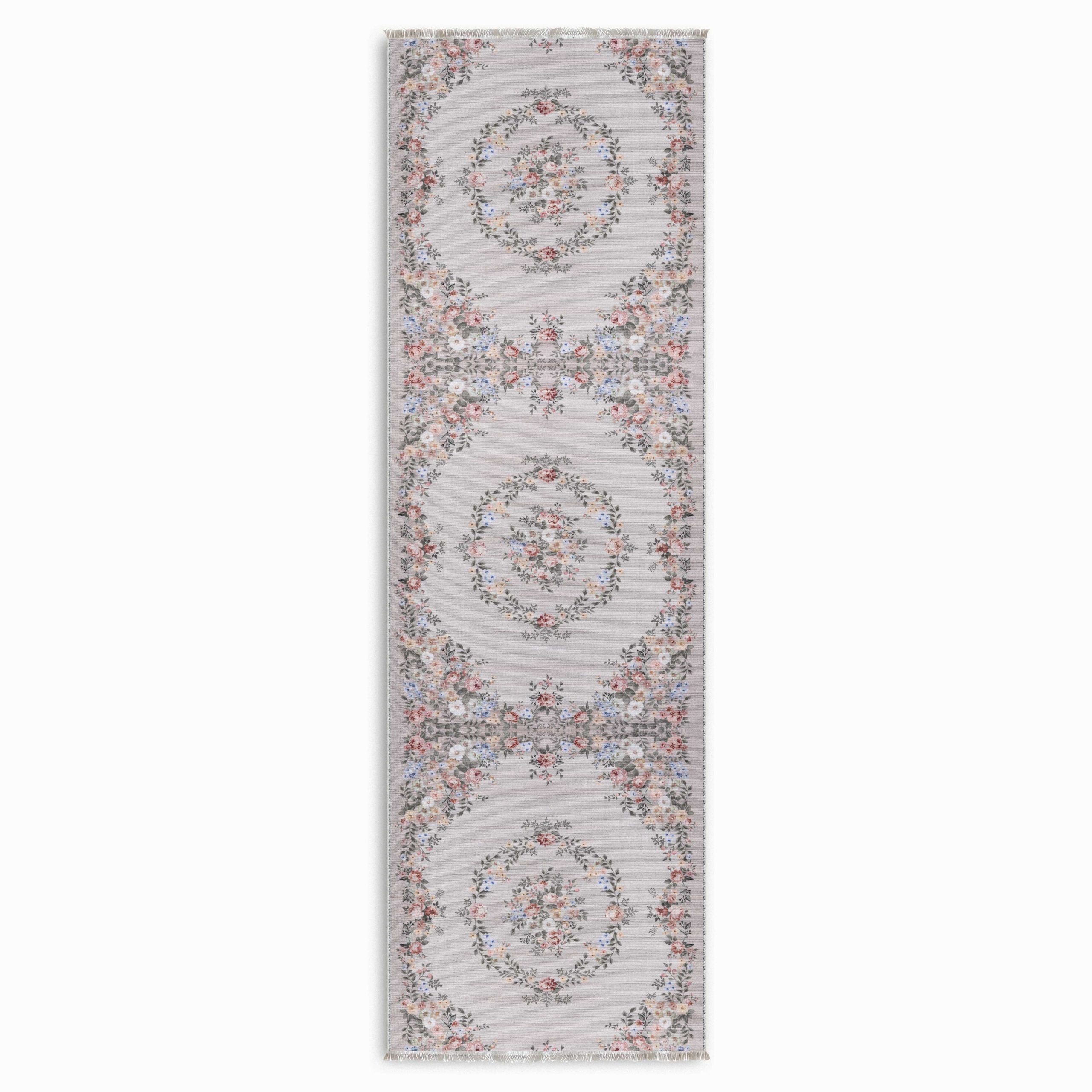 Netline Home Cream White Ethnic Classic Vintage Machine Washable Chenille Rug Design 3007-01 - Gallery Image 5 - Netline Home